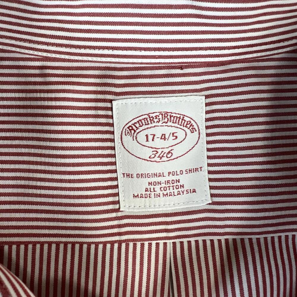 Brooks Brothers Shirt Mens 17-4/5 Red Striped Original Polo 346 Button Down - Picture 4 of 7